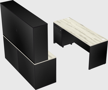 Parallel desk with credenza