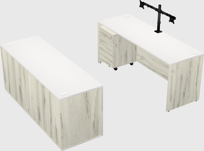 Parallel desk with credenza