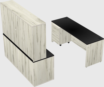 Bureau parallèle avec crédence