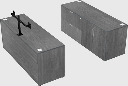 Bureau parallèle avec crédence