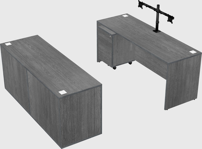 Bureau parallèle avec crédence