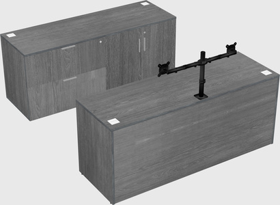 Bureau parallèle avec crédence