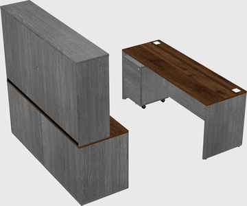 Parallel desk with credenza