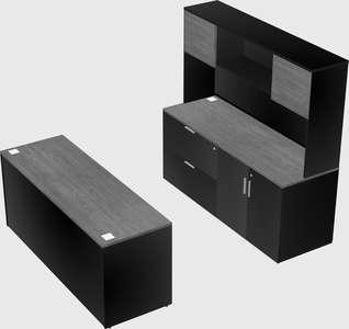 Parallel desk with credenza