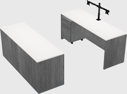 Parallel desk with credenza