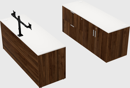 Parallel desk with credenza