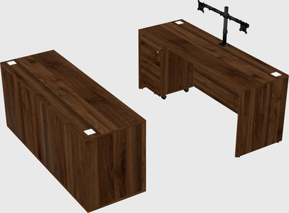 Parallel desk with credenza