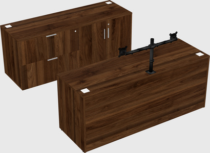 Parallel desk with credenza