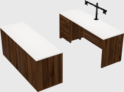 Parallel desk with credenza