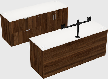 Parallel desk with credenza