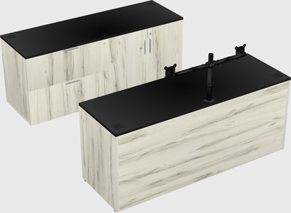 Bureau parallèle avec crédence