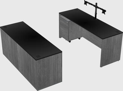 Parallel desk with credenza