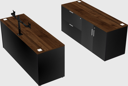 Bureau parallèle avec crédence