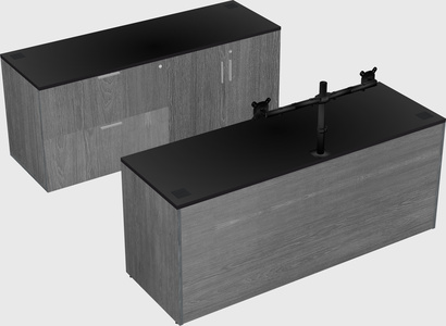 Parallel desk with credenza