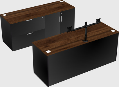 Bureau parallèle avec crédence
