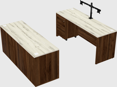 Parallel desk with credenza