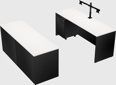 Parallel desk with credenza