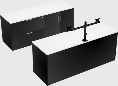 Parallel desk with credenza