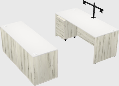 Bureau parallèle avec crédence