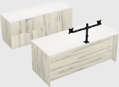 Bureau parallèle avec crédence