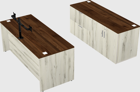 Bureau parallèle avec crédence