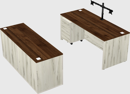 Bureau parallèle avec crédence