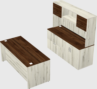 Parallel desk with credenza