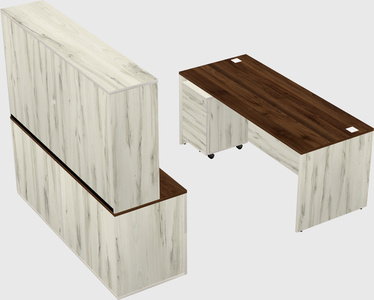 Parallel desk with credenza