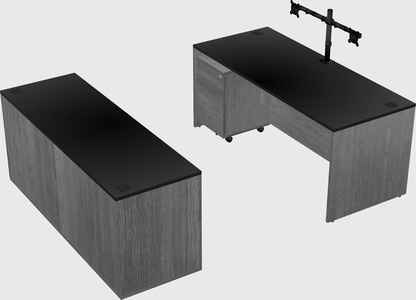 Bureau parallèle avec crédence