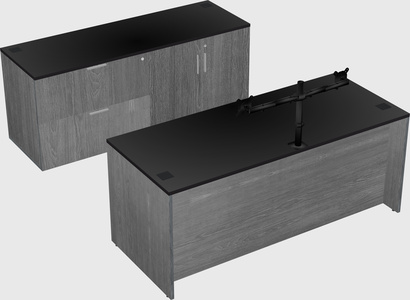 Bureau parallèle avec crédence