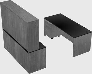 Parallel desk with credenza