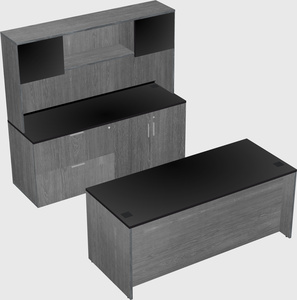 Parallel desk with credenza