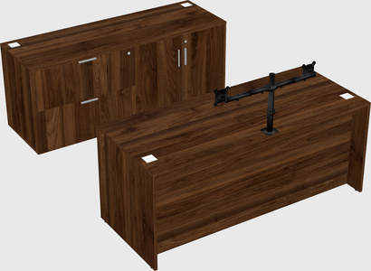Parallel desk with credenza