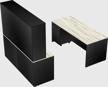 Parallel desk with credenza