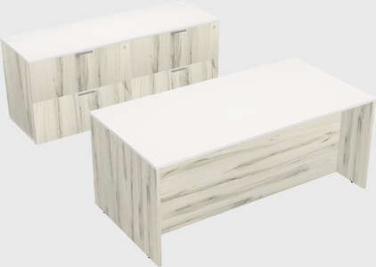 Parallel desk with credenza