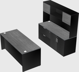 Bureau parallèle avec crédence