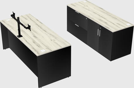 Parallel desk with credenza