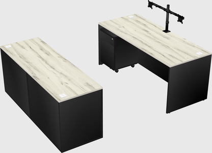 Parallel desk with credenza