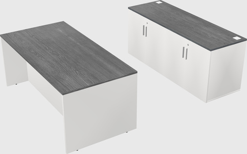 Parallel desk with credenza