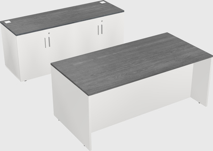 Parallel desk with credenza