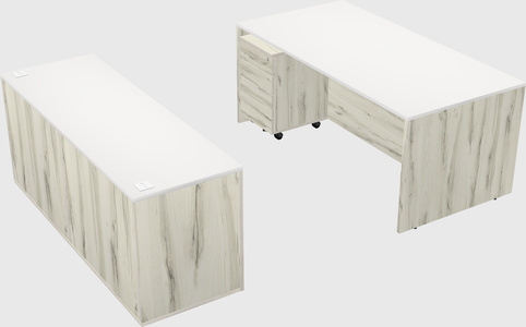 Bureau parallèle avec crédence