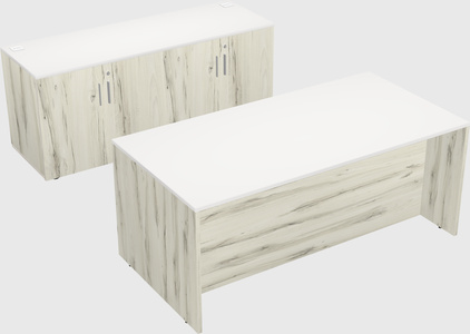 Bureau parallèle avec crédence