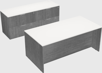 Parallel desk with credenza