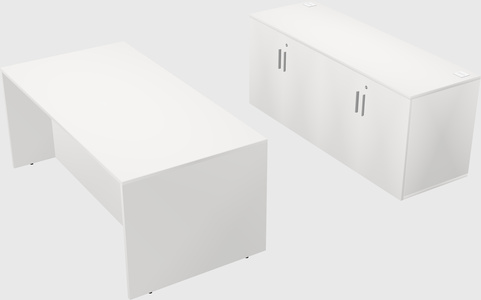 Bureau parallèle avec crédence