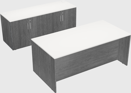 Parallel desk with credenza