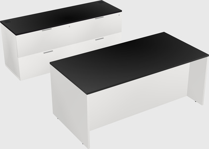 Parallel desk with credenza