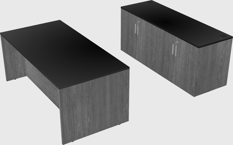 Parallel desk with credenza