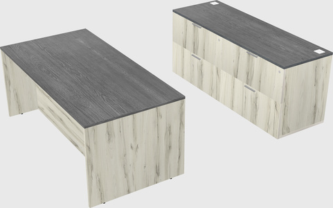 Parallel desk with credenza