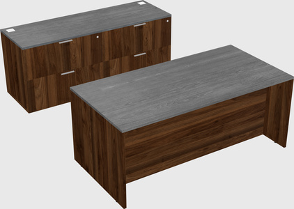 Parallel desk with credenza