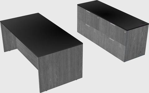 Parallel desk with credenza